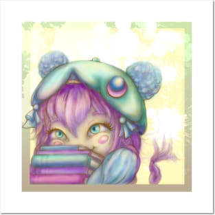 Chibi Girl Book Aesthetic Posters and Art